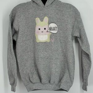 Moriah Elizabeth Gray Angry Pig Character Hoodie Sweatshirt Top Shirt Girls L